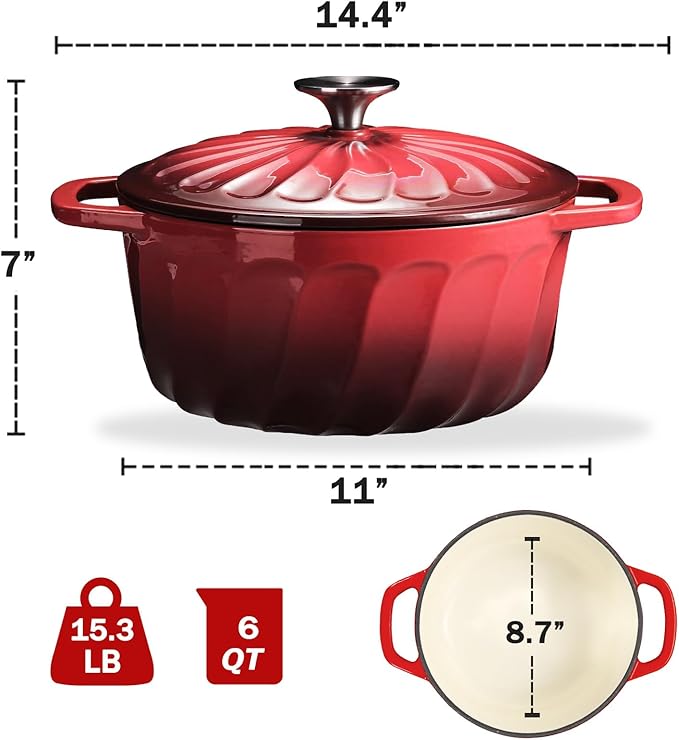 6 QT Enameled Cast Iron Dutch Oven