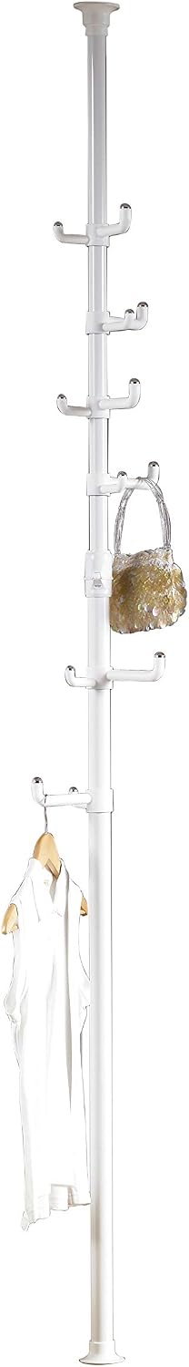 PRINCE HANGER Vertical One-Touch Pole Coat Rack — 6 Independent Rotating Hook...