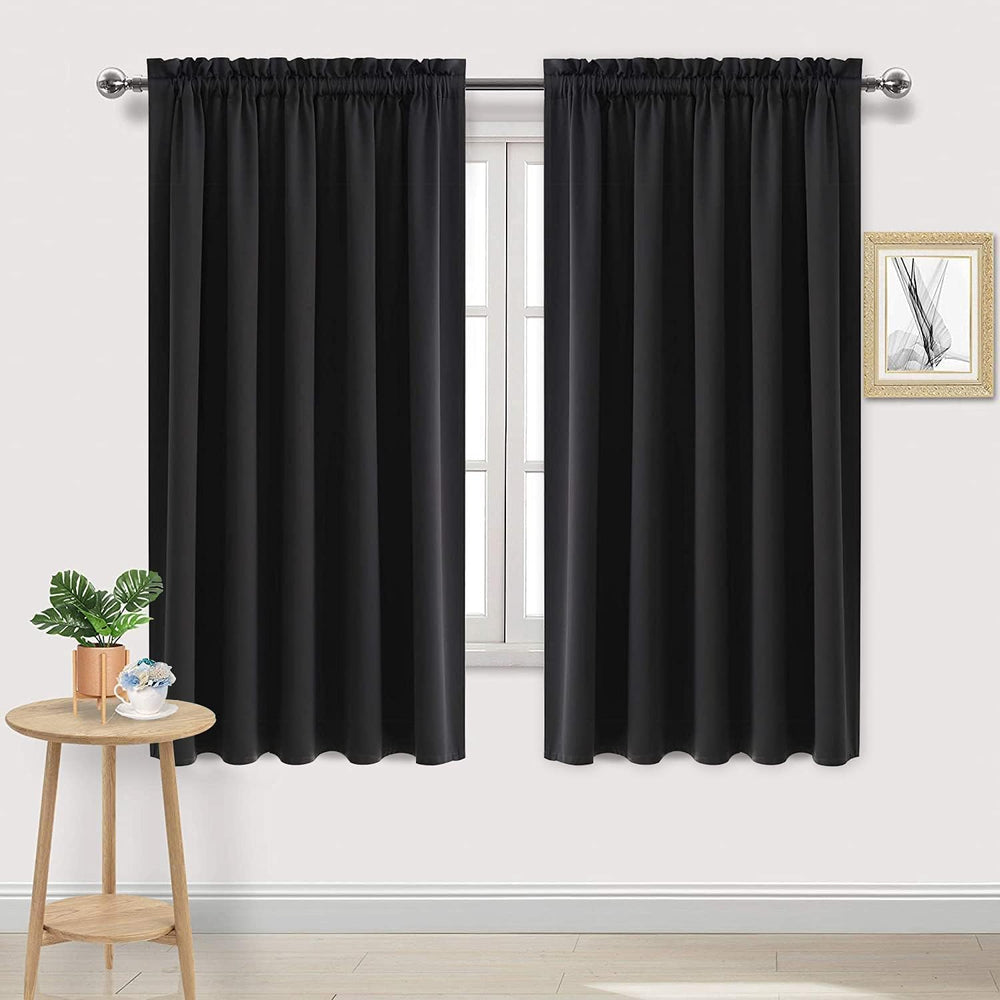 DWCN Wide Blackout Curtains for Bedroom Living Room 70 x 72 Inch Long Black