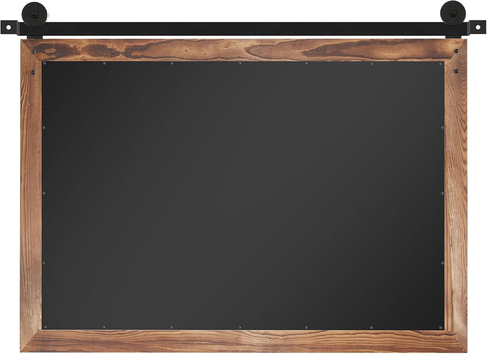 COGOOD Farmhouse Barn Door Mirror - 41" x 26" Rustic Wood Framed Wa...