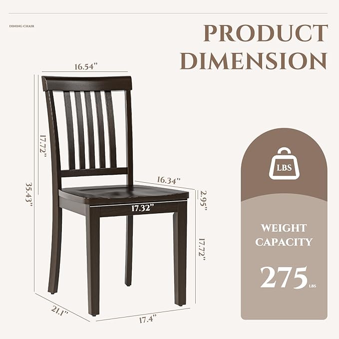 COLAMY Wooden Dining Room Chairs Set of 2, Spindle High Back Windsor Kitchen ...