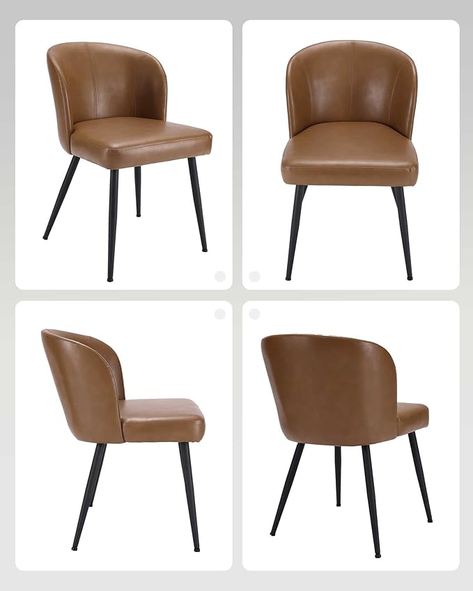 Dining Chairs Set of 2, Upholstered Kitchen Chairs with Faux Leather Cushion ...