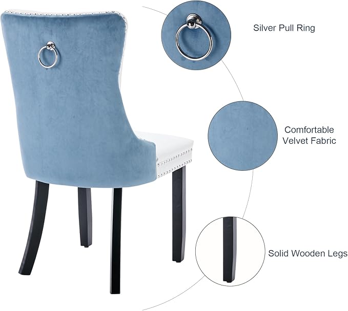 Dining Chairs Set of 2, Upholstered Tufted Dining Room Chairs with High Back,...