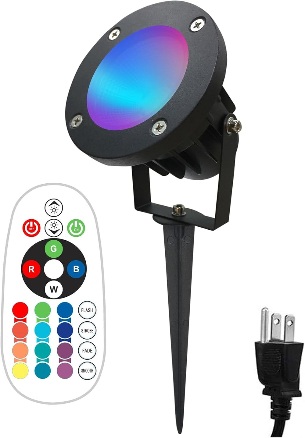 TOVEENEN 25W Color LED Outdoor Landscape Spotlight with Strobe Lighting - Wat...