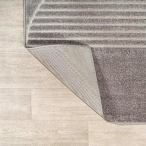 JONATHAN Y Nordby High-Low Arch Striped Gray/Cream Indoor/Outdoor Area Rug, 8...