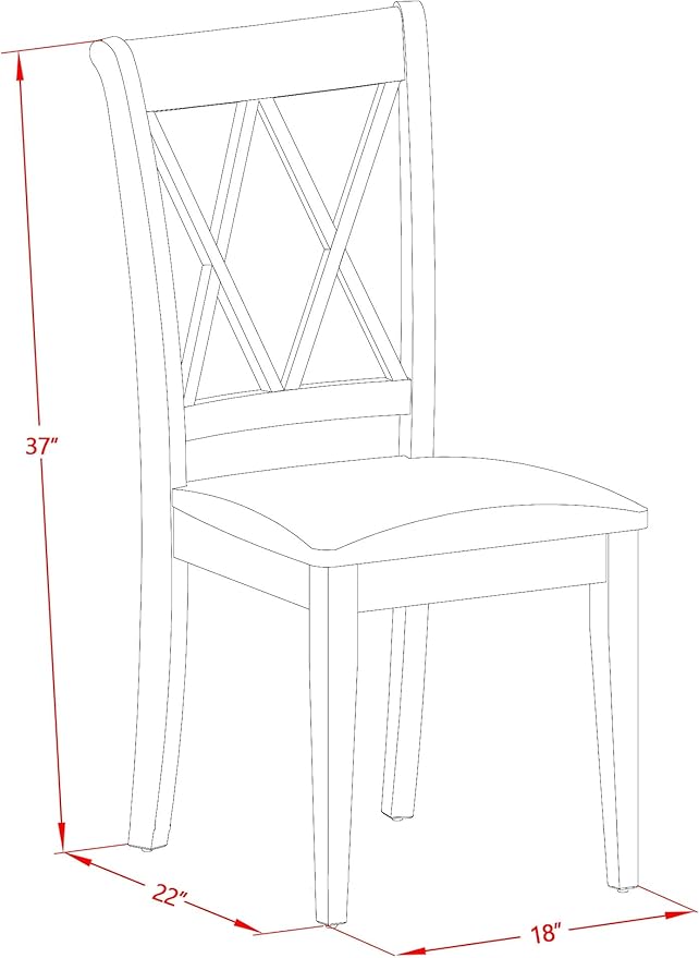 East West Furniture CLC-LWH-W Clarksville Dining Room Chairs - Double Cross B...