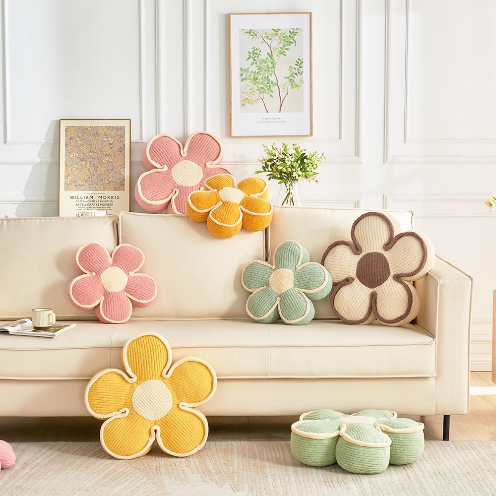 3PCS Flower Pillow, Daisy Throw Pillows, Flower Cushion 15.7 Inch