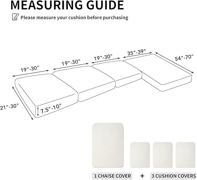 Easy-Going Stretch 4 Pieces Couch Cushion Covers