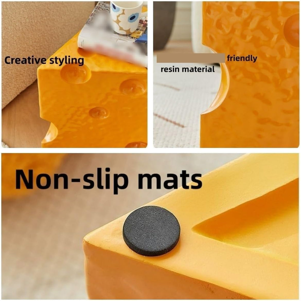 Creative Coffee Table Cheese-Shaped Triangle Resin Side Table Multifunctional...