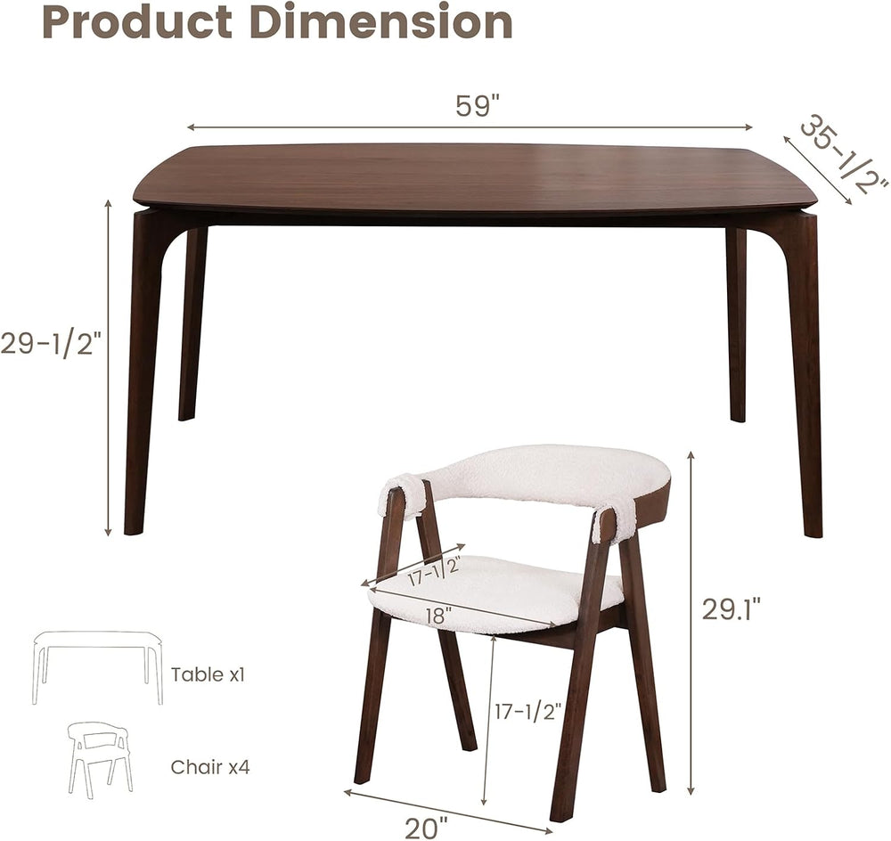 CONSDAN Dining Table for 4-6, Table Only, Walnut Veneer Top, Solid Wood Frame...
