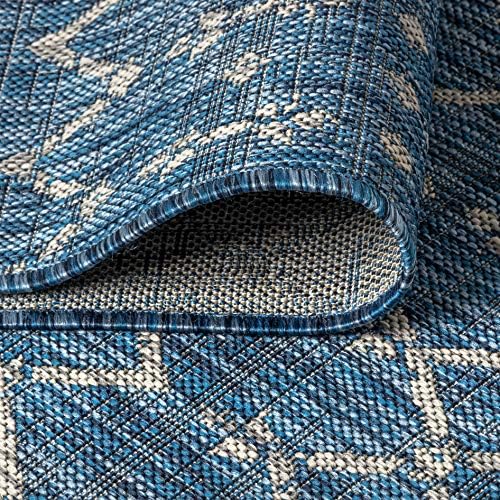 JONATHAN Y Moroccan Geometric Indoor Outdoor Area Rug 6X9 Navy/Light Gray, Ou...