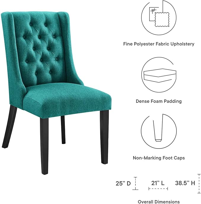 Modway Baronet Button-Tufted Fabric Parsons Dining Chair in Teal