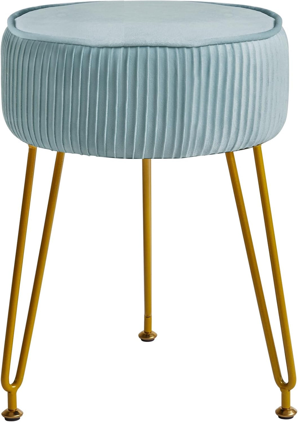 IBUYKE Makeup Vanity Stool, Velvet Round Footrest Ottoman, Blue LG-30H
