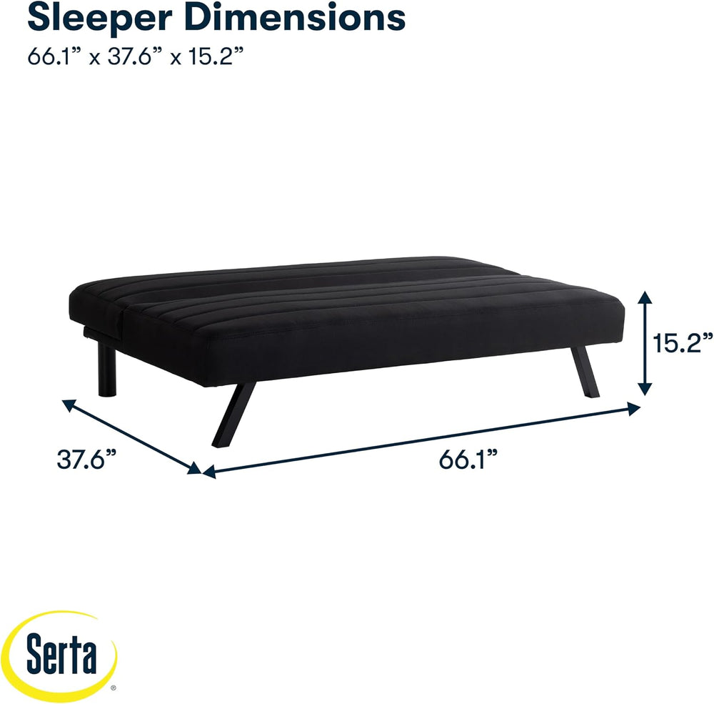 Serta® Damien 66.1” Convertible Futon Sofa, Sofa‑Lounger‑Bed Design, Dreamcoi...