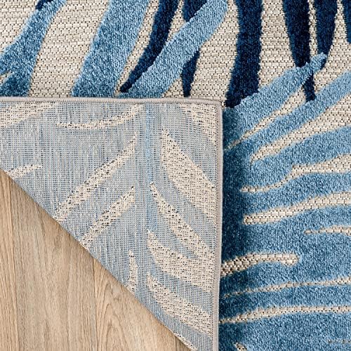 Rugshop Lucca Indoor/Outdoor Contemporary Floral Deck Area Rug Navy 5' x ...