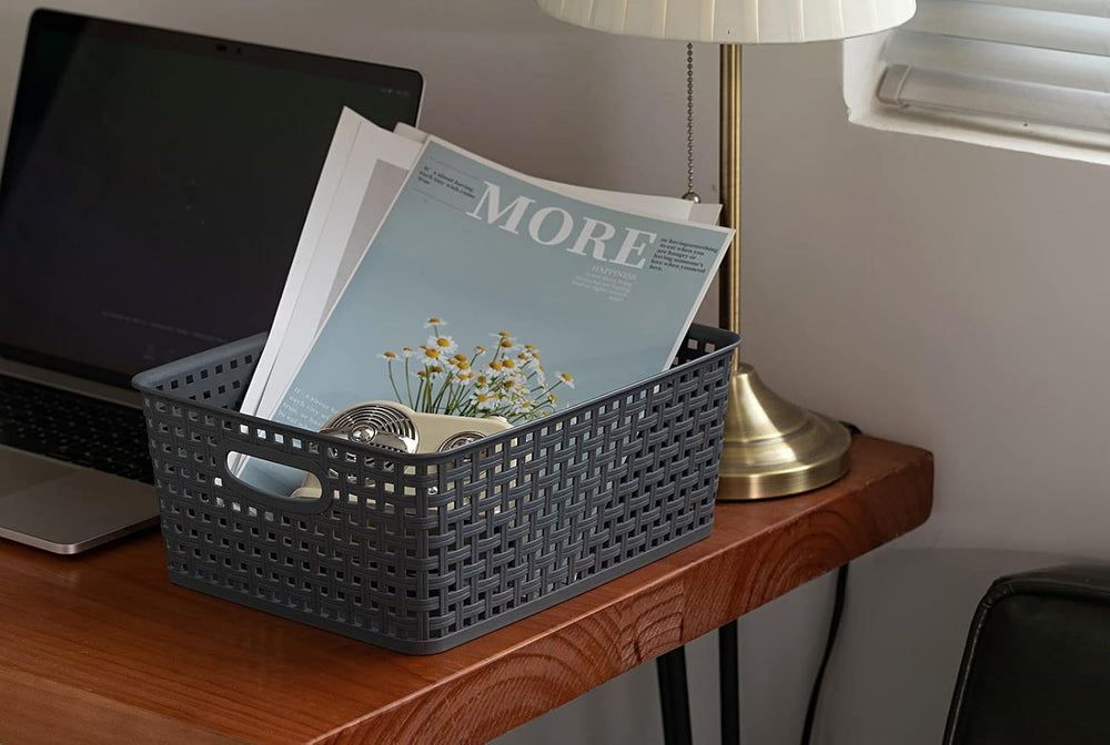 Eslite Plastic Storage Baskets for Organizing,11"X8.5"X4.7",Pa...