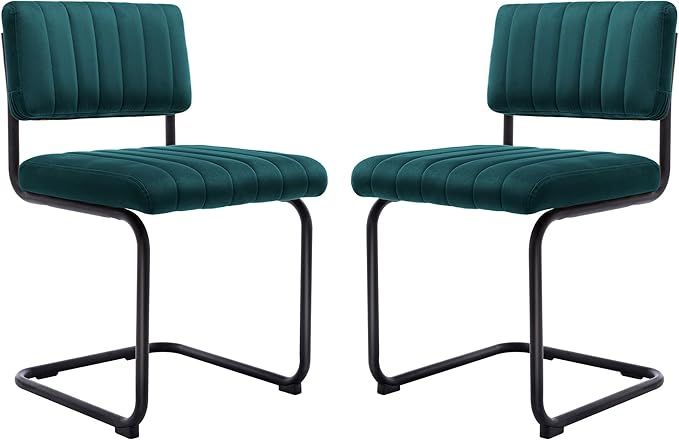 ONEVOG Modern Luxury Dining Room Chairs Set of 2, Teal Velvet Upholstered Kit...
