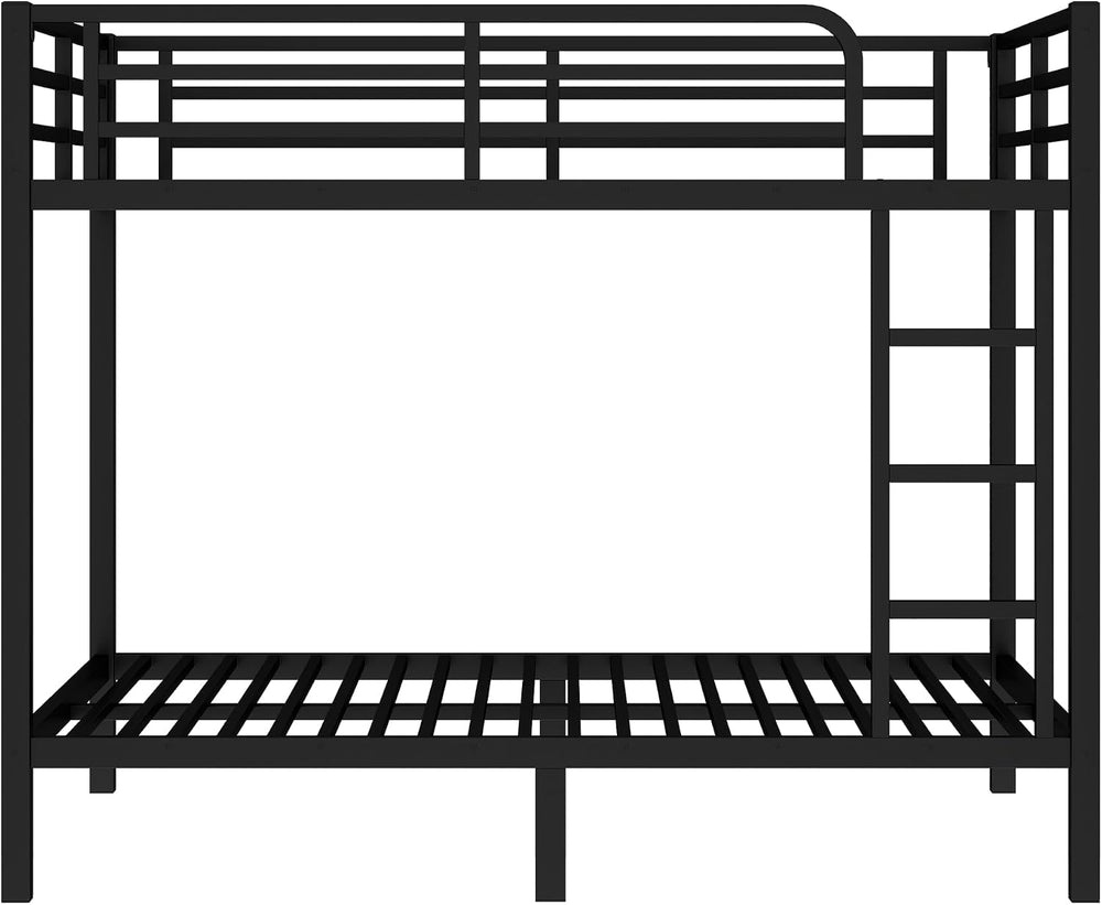 Full Over Full Bunk Bed with Guardrail and Ladder, Black