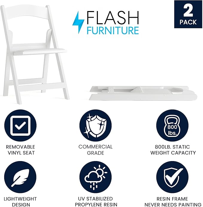 Flash Furniture Hercules Series Folding Chairs for Weddings and Formal Events...