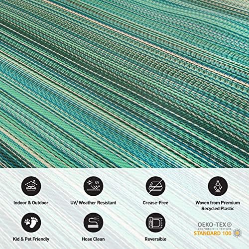 Rugshop Contemporary Stripe Patio Deck Backyard Area Rug Blue 5' x 7'