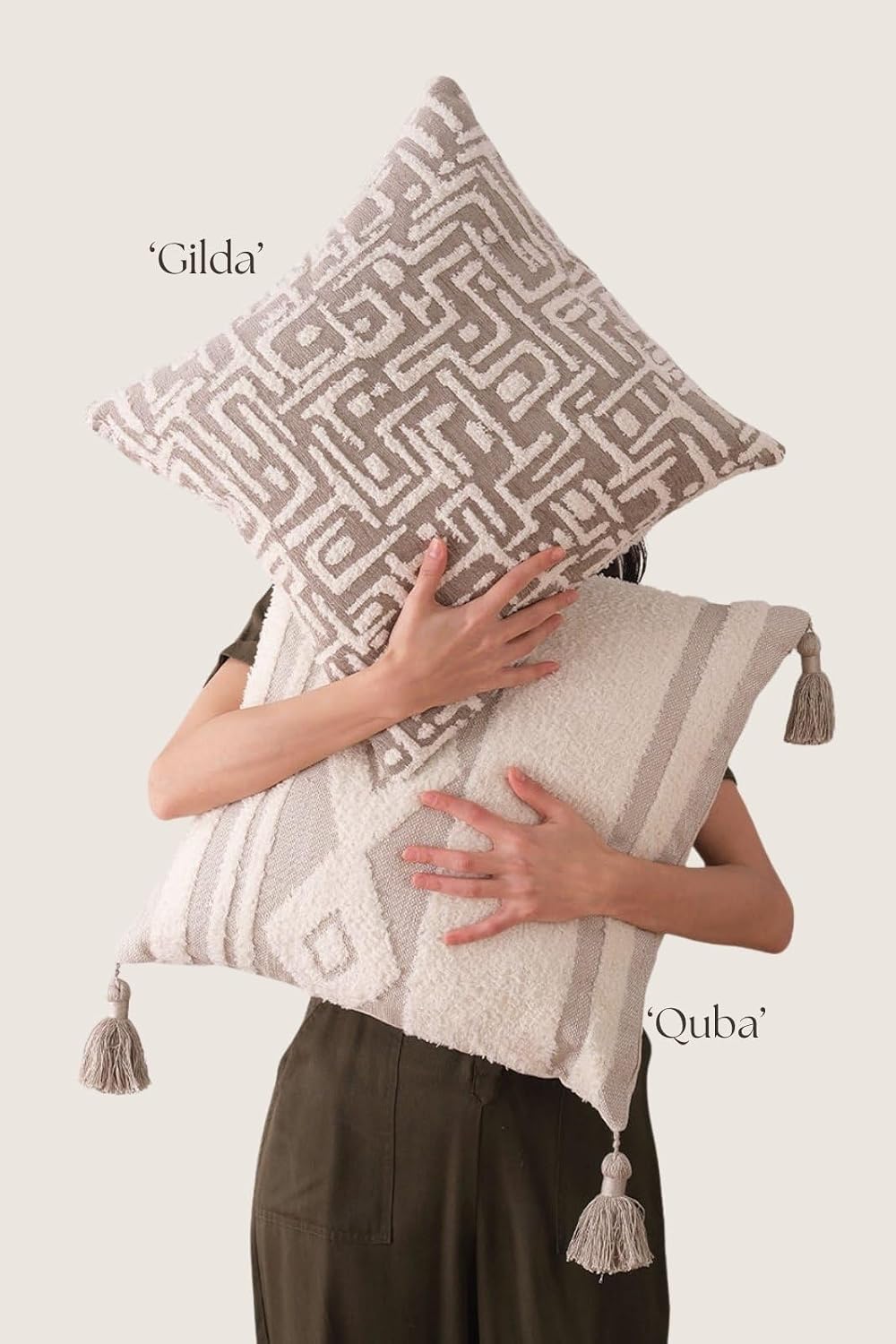 Woven Jacquard Throw Pillow Cover, Pack of 1 Geometric Pattern Textured Decor...