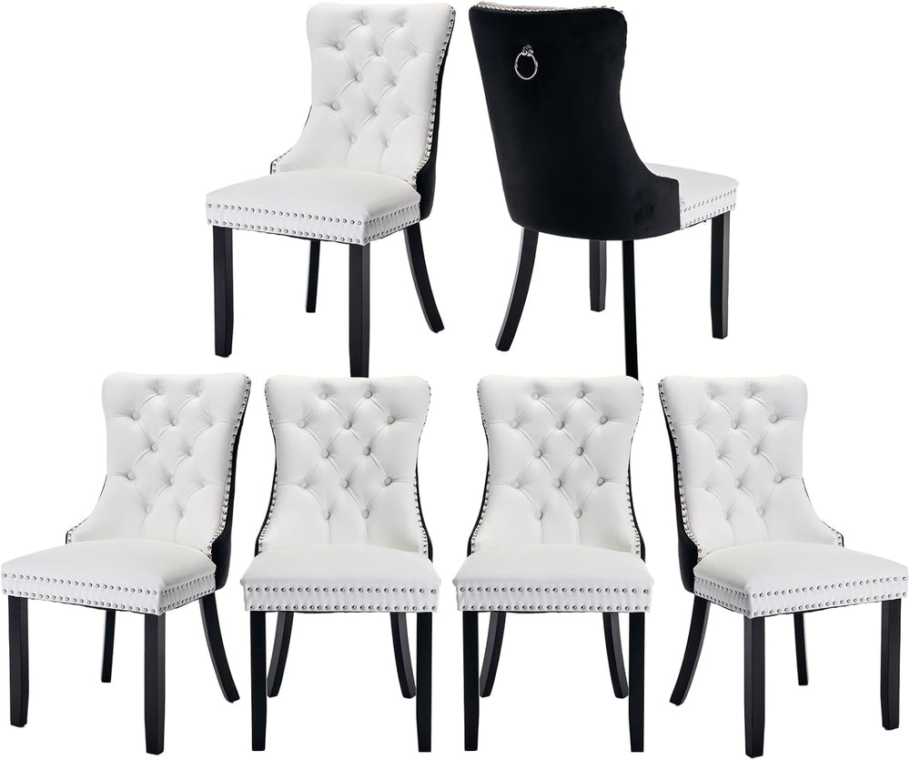 Dining Room Chairs Set of 6, Upholstered Tufted Dining Chairs with High Back,...