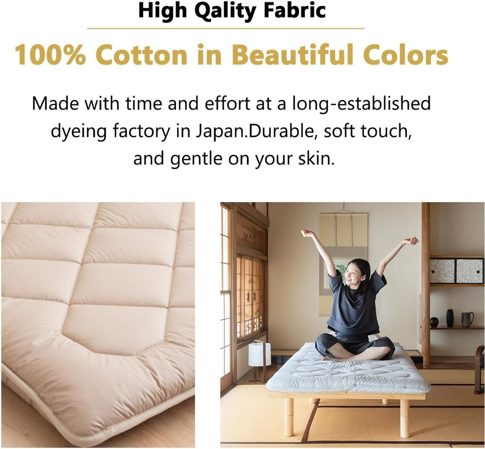 EMOOR Japanese Floor Futon Mattress Anti-Sag Small-Twin Made in Japan 100% Co...