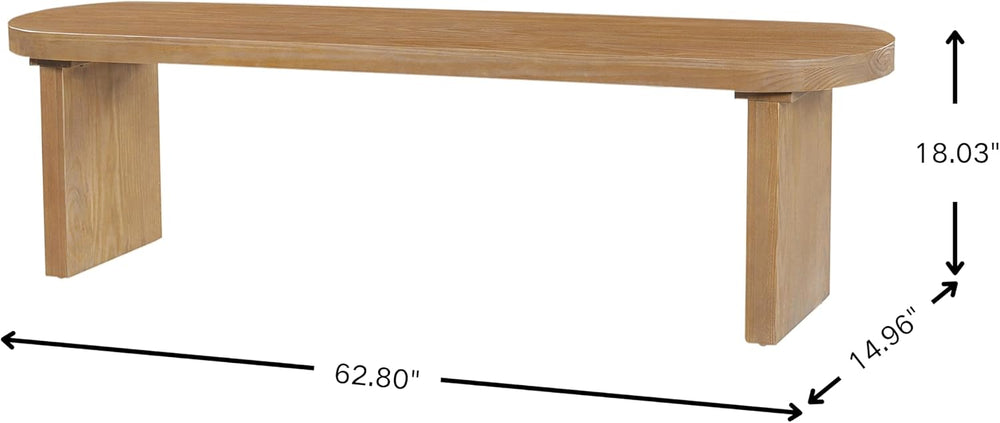 Merax 62.8" Solid Pine Dining Bench with Thick Block Legs – Rustic Moder...