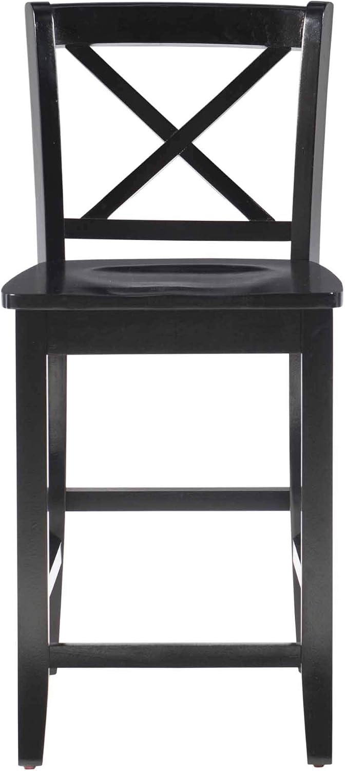 Linon Home Dcor Black X Back Counter Stool, 16" W x 17.91" D x 37.0...