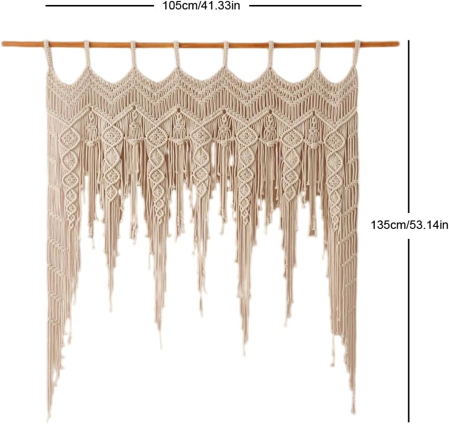 Macrame Valance Curtain for Kichen Windows 41.33 * 53.15Inch Farmhouse Boho C...