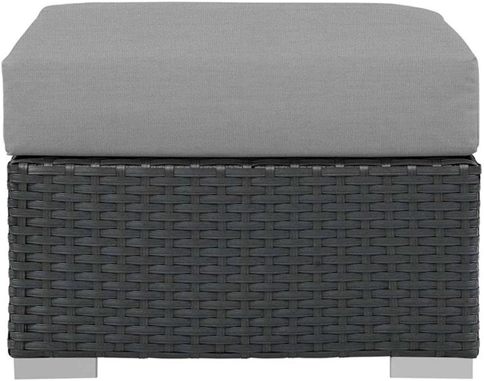 Bowery Hill Outdoor Patio Ottoman, 25 x 25 x 17.5 in, Synthetic Rattan Weave ...
