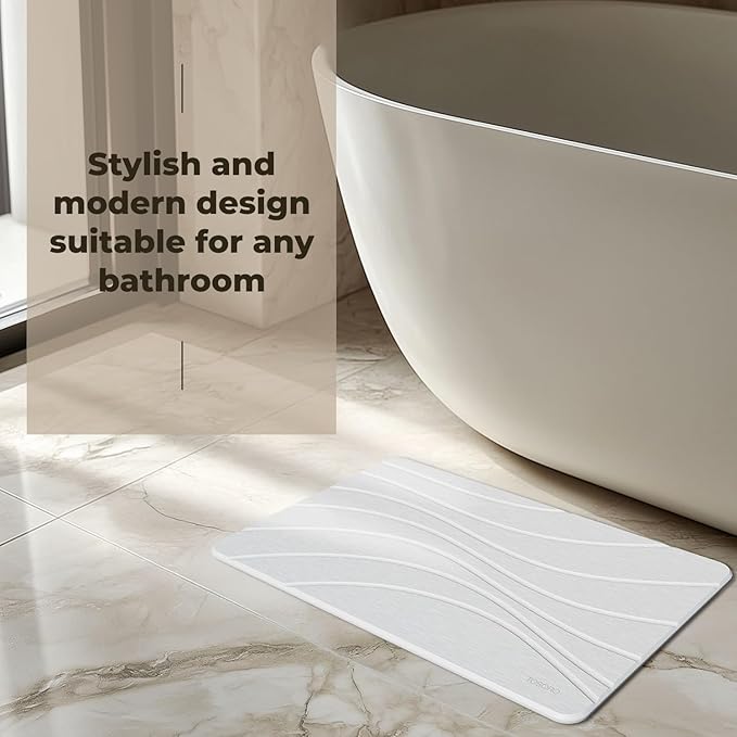 TOSORO - Stone Bath Mat Diatomaceous Earth Shower Mat Non-Slip Super Absorbent