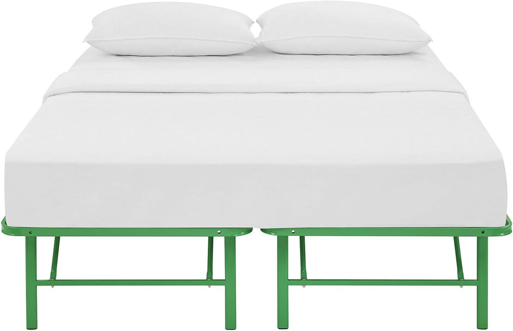 Modway Horizon Queen Bed Frame In Green - Replaces Box Spring - Folding Metal...