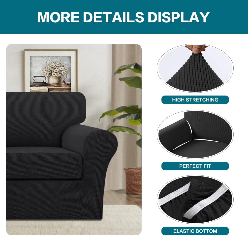 Turquoize 2 Piece Chair Covers Chair Slipcovers for Living Room Armchair Couc...