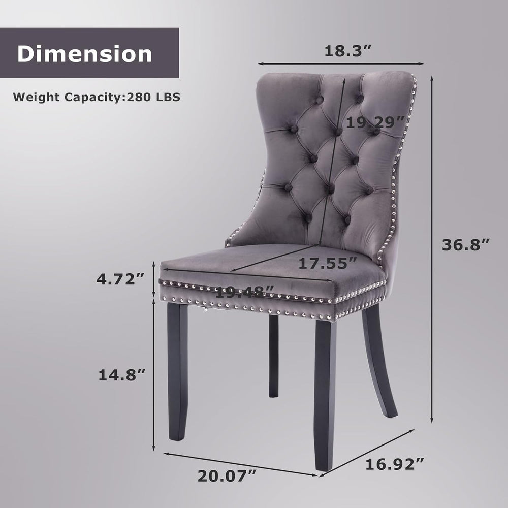 Velvet Dining Chairs Set of 2,Upholstered Dining Room Chairs with Ring Pull T...