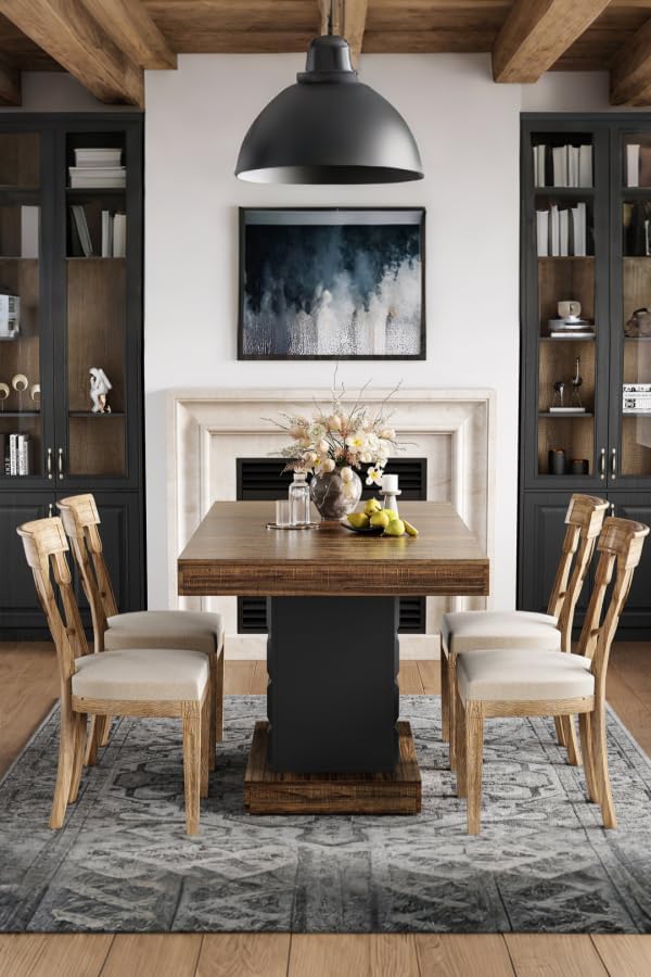 LITTLE TREE 63" Modern Dining Table, Rectangular Dinner Table for 4-6, F...