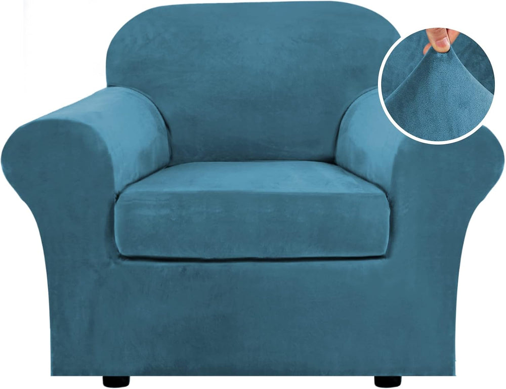 H.VERSAILTEX Rich Velvet Stretch 2 Piece Chair Cover Chair Slipcover Sofa Cov...