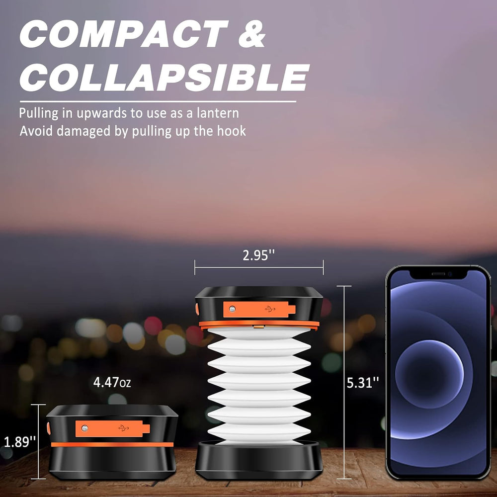DIBMS 2-Pack Folding Solar Camping Lantern Flashlights Rechargeable Light
