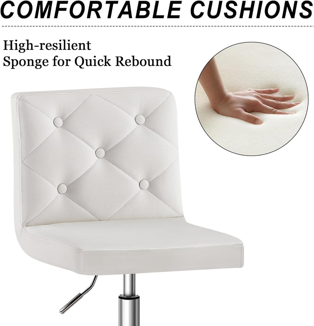 VECELO PU Leather Mid-Back Armless Vanity Chair Adjustable Height 360° Rollin...