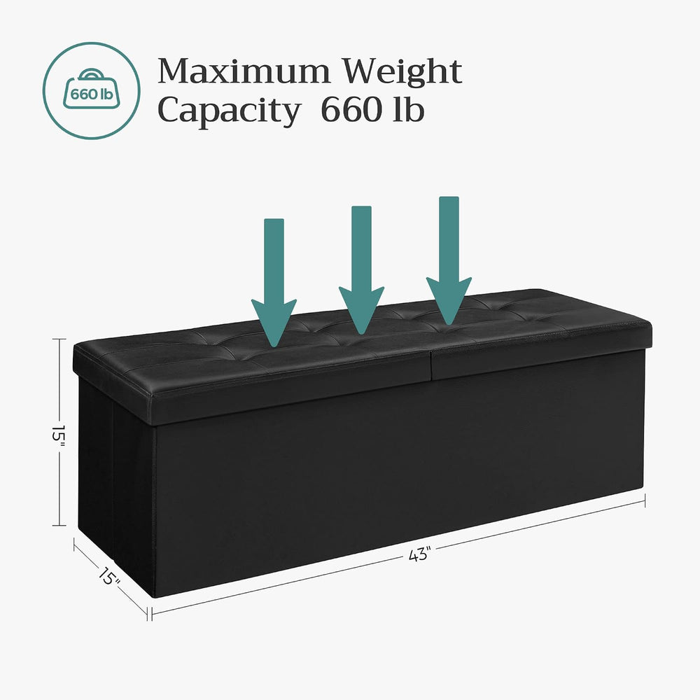 SONGMICS 43.3 Inches Folding Storage Ottoman Bench with Flipping Lid