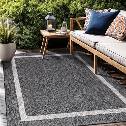 Luul Home Bordered Outdoor Rug 5x7 Washable Outside Carpet for Indoor Patio P...