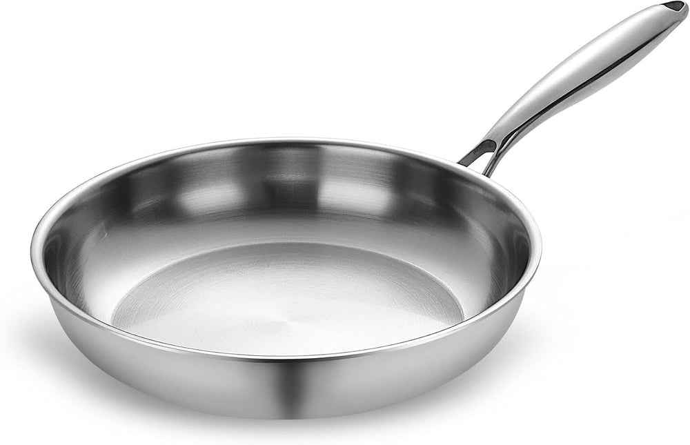 SuperCook 10 Inch Tri-Ply Clad Stainless Steel Frying Pan, Stainless Steel Fry