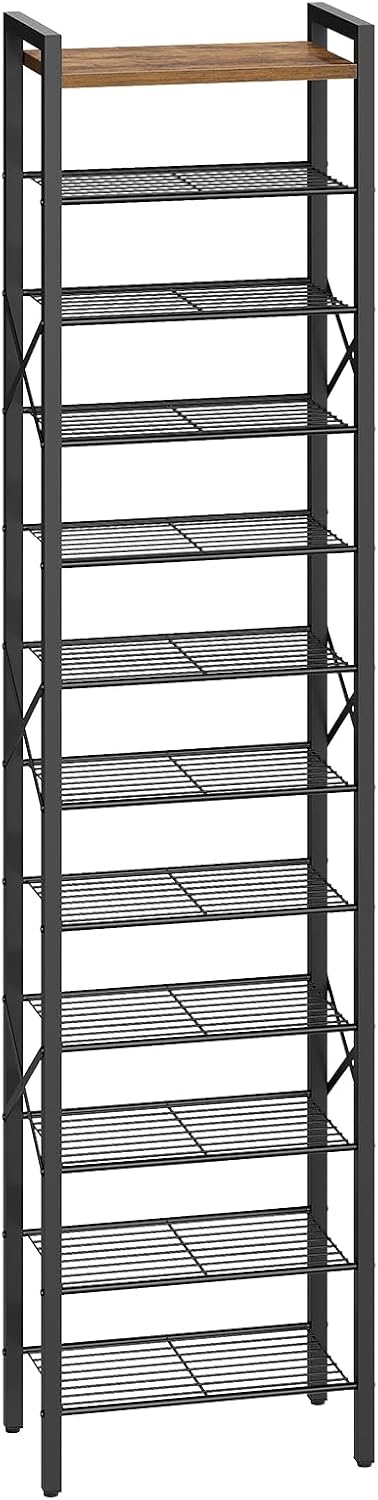12-Tier Narrow Shoe Rack, Tall Shoe Rack for 12-24 Pairs, Slim Shoe Storage O...