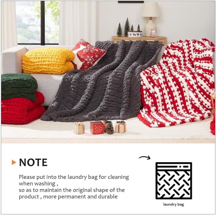 L'AGRATY Chunky Knit Throw Blanket for Couch, 50'' x 60''...