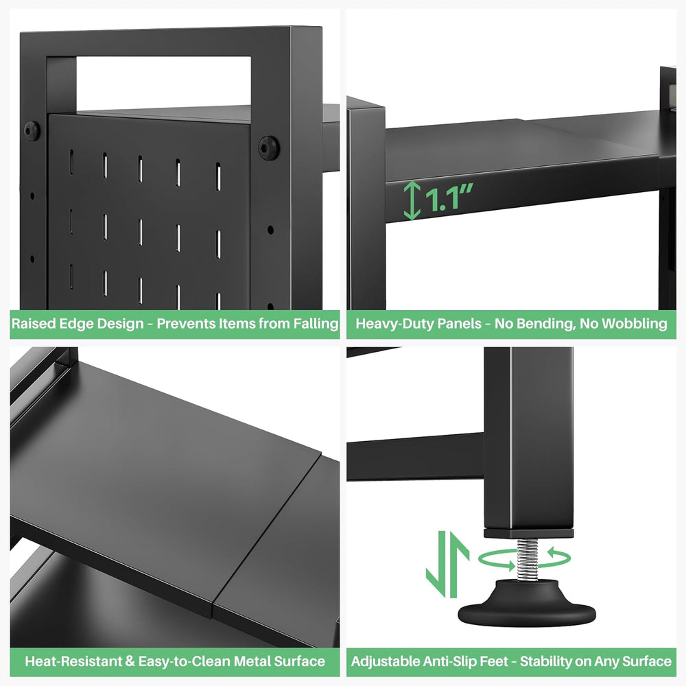 Microwave Stand, 3-Tier Expandable(17.4"- 27.4") Heavy Duty Adjusta...