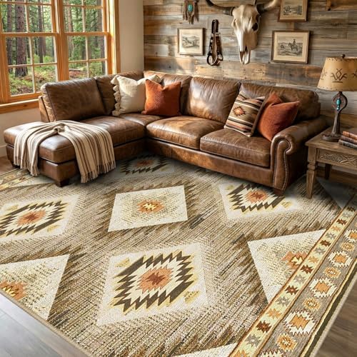 BESTSWEETIE Area Rug 9x12 Machine Washable Non-Slip Low Pile Print Pattern We...