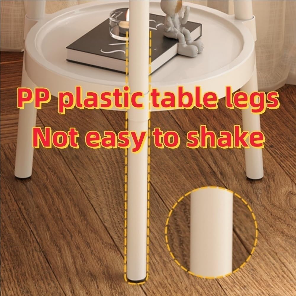 2 Tier Portable End Table, Decorative Side Table, PP Plastic Coffee Table, Mo...