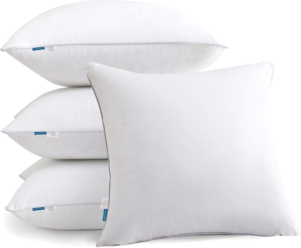 Oubonun 18"x18" Pillow Inserts (Set of 4) - 100% Cotton Cover, Squa...