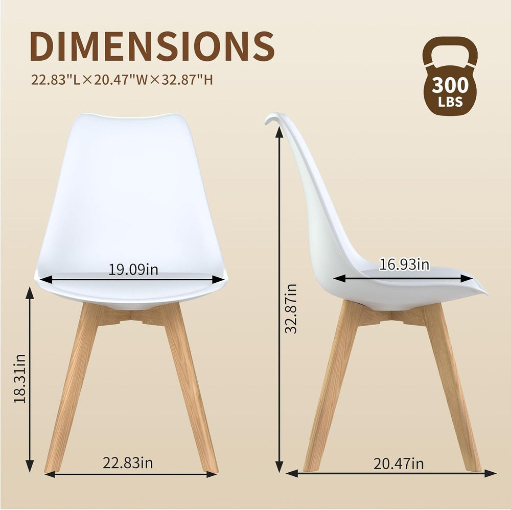 Dining Chairs Set of 8, Modern Leather Kitchen Chairs with Wood Legs