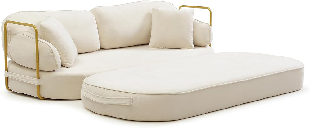 78” Convertible Sleeper Sofa Bed, High Back Plush Boucle Boneless Futon Loves...